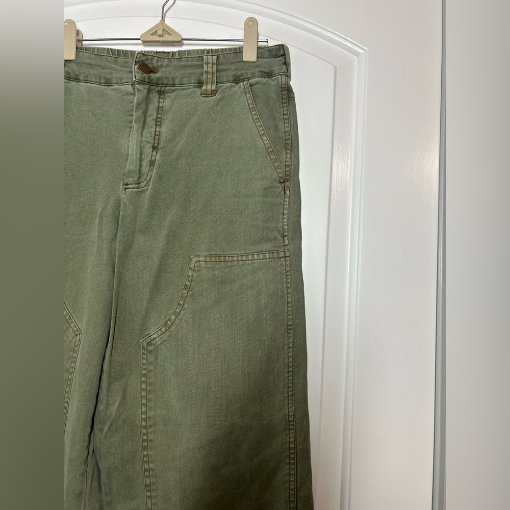 Young Fabulous & Broke YFB Workwear Green Wide Leg Pants Size Medium 90s utility - Picture 8 of 13